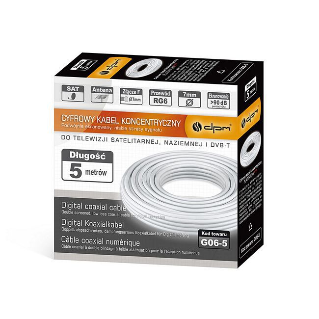 Kabel koncentryczny RG6U DPM Solid Lava 5 m