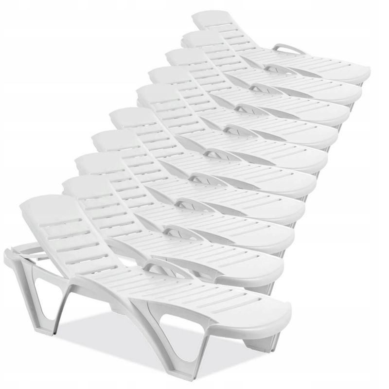 Leżak Ogrodowy Focus Garden Plażowy Monoblock Regulowany na basen 10 szt Biały zest.