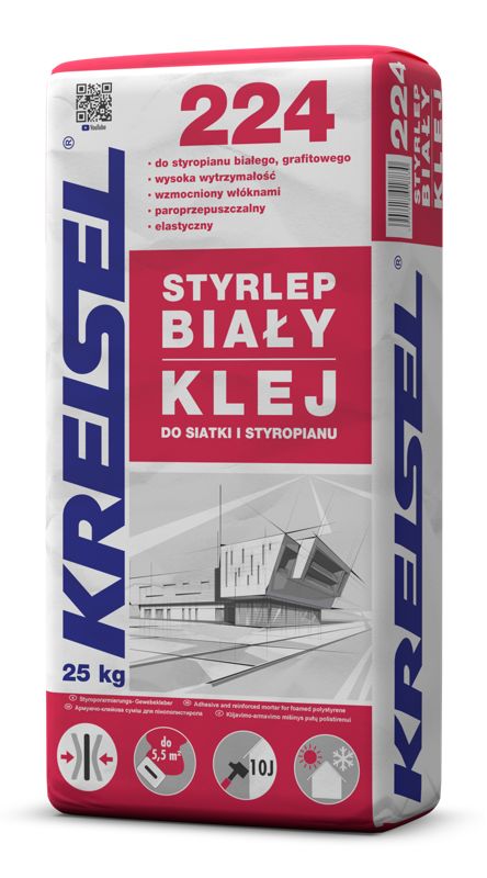 Klej do siatki i styropianu Kreisel Styrlep biały 25 kg
