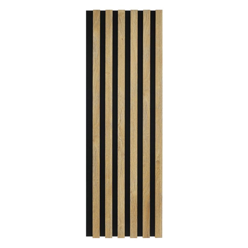 Panel lamelowy ścienny na filcu MDF 30 x 265 cm czarny / dąb grandson