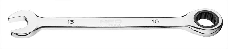 Klucz płasko-oczkowy z grzechotką Neo Tools 15 mm