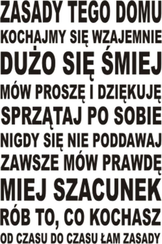 Naklejka Zasady 55 x 86 cm czarna