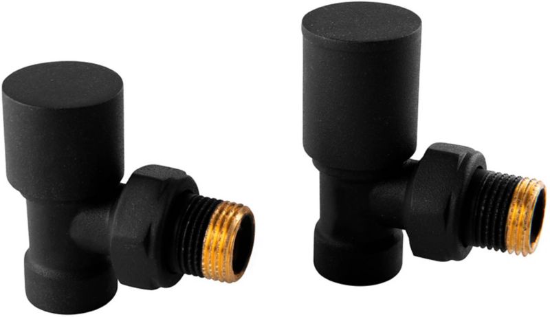 Zestaw zaworów grzejnikowych kątowy czarny