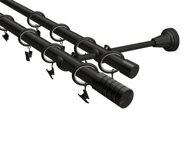 Karnisz podwójny Ares Gardinia 19/16 mm 200 cm czarny