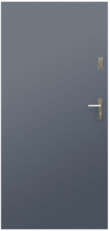 Drzwi zewnętrzne stalowe Jowisz Gładki 80 prawe antracyt