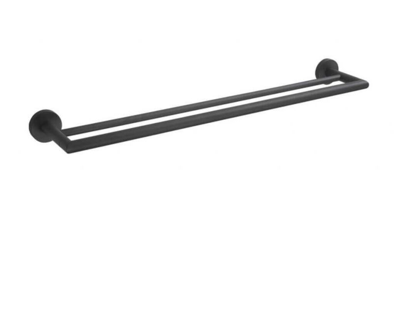 Drążek na ręczniki Stella Classic czarny mat podwójny 65,5 cm prosty 1 szt.