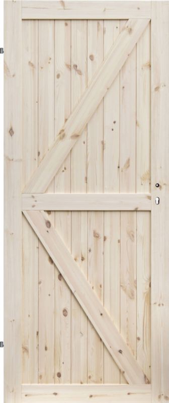 Drzwi wewnętrzne drewniane pełne Barn 60 lewe sosna sęczna kształt K
