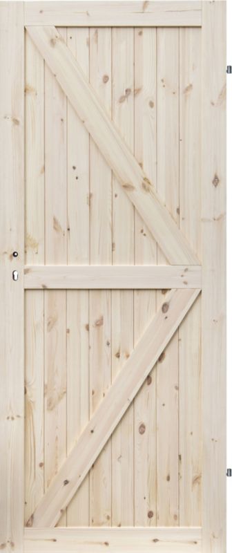 Drzwi wewnętrzne drewniane pełne Barn 60 prawe sosna sęczna kształt K