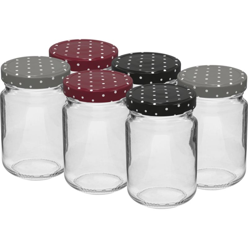 Słoik z kolorową zakrętką fi 53/4 mm 156 ml 6 szt.