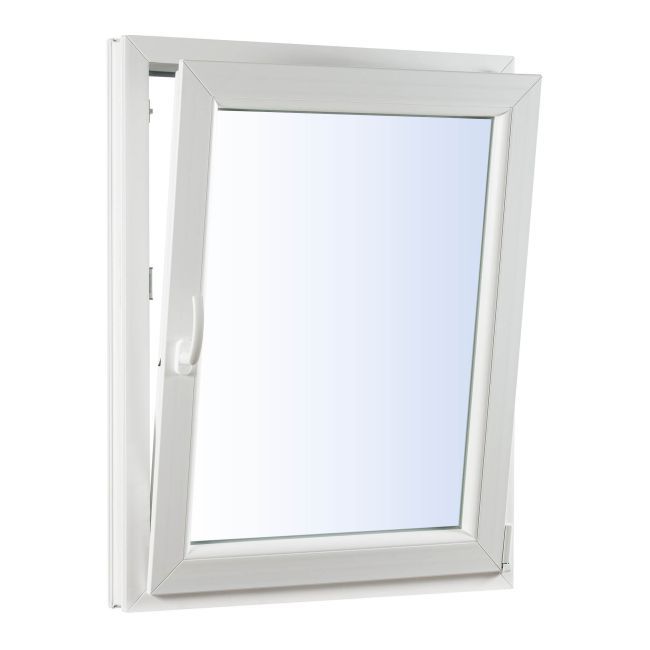 Okno PCV rozwierno-uchylne trzyszybowe 565 x 535 mm prawe antracytowe