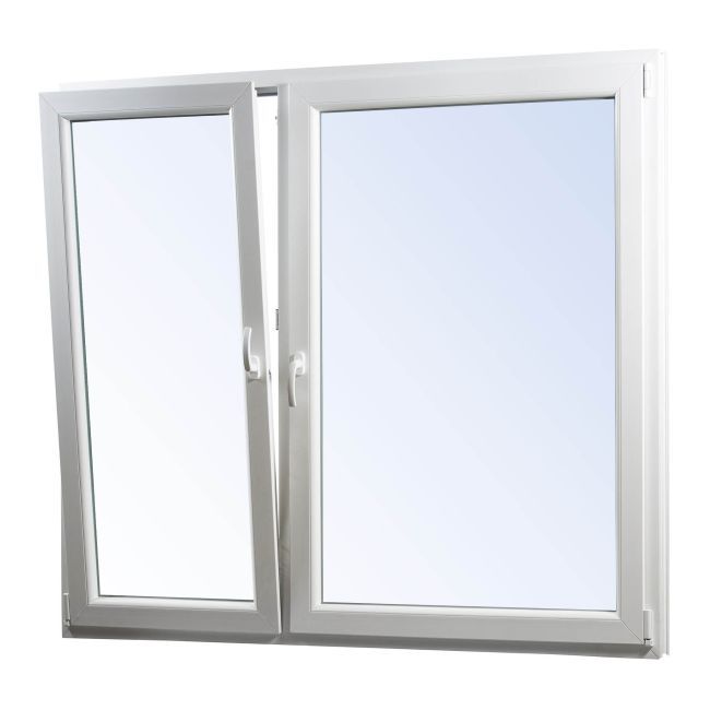 Okno PCV rozwierno-uchylne + rozwierne trzyszybowe 1465 x 1135 mm asymetryczne antracytowe