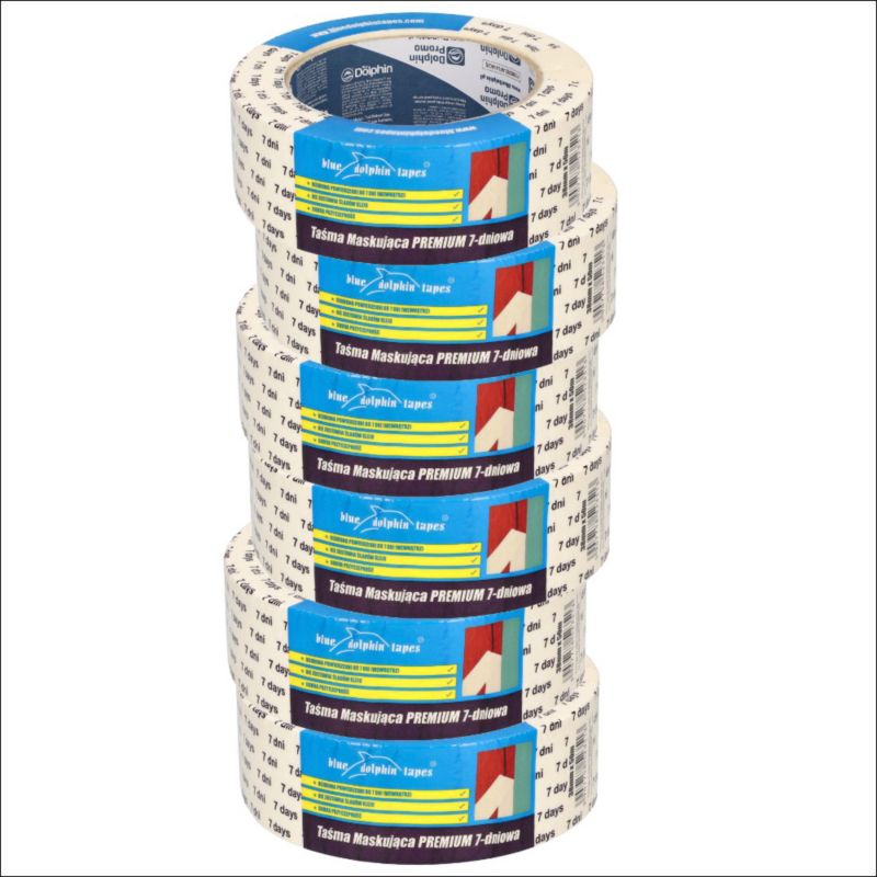 6 Pak Taśm maskujących 7 dniowych Blue Dolphin 38mm x 50m, 1 szt