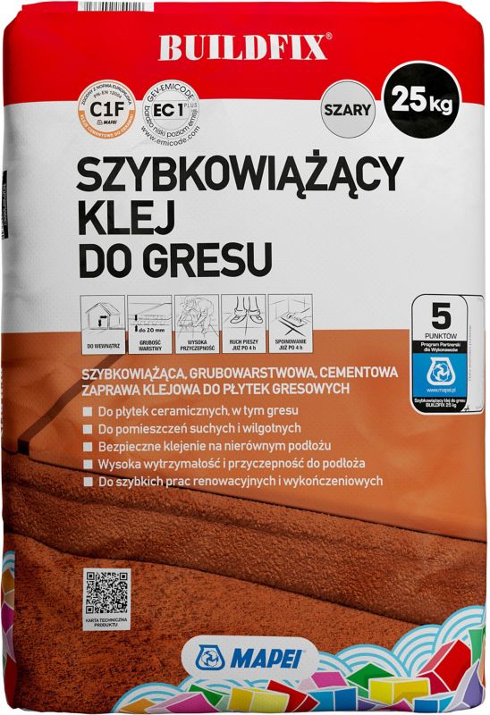 Klej do gresu szybkowiążący Buildfix 25 kg