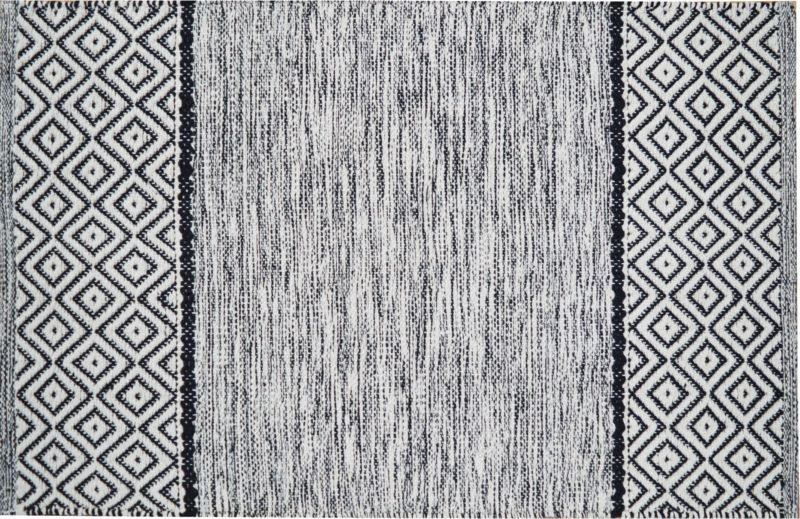 Dywan ręcznie tkany 60 x 90 cm romby czarno biały