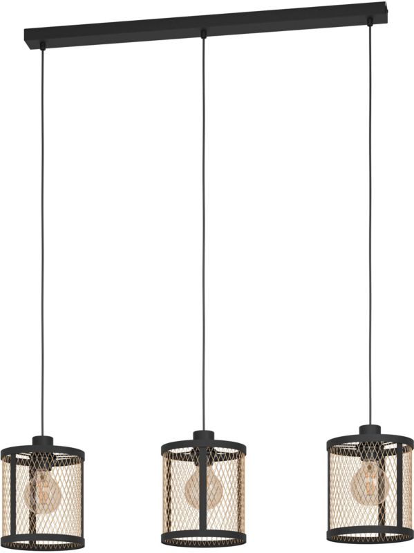 Lampa wisząca Dellow 3 x E27 stalowo-czarna