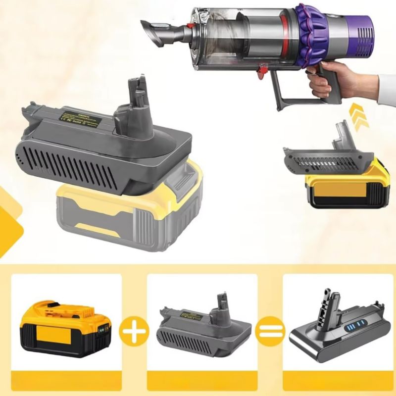 Adapter Baterii Zamiennik - Kompatybilny z Akumulatorami Dewalt 18V/20V/60V, Do Odkurzaczy Dyson V10, Tworzywo ABS, 1 szt.