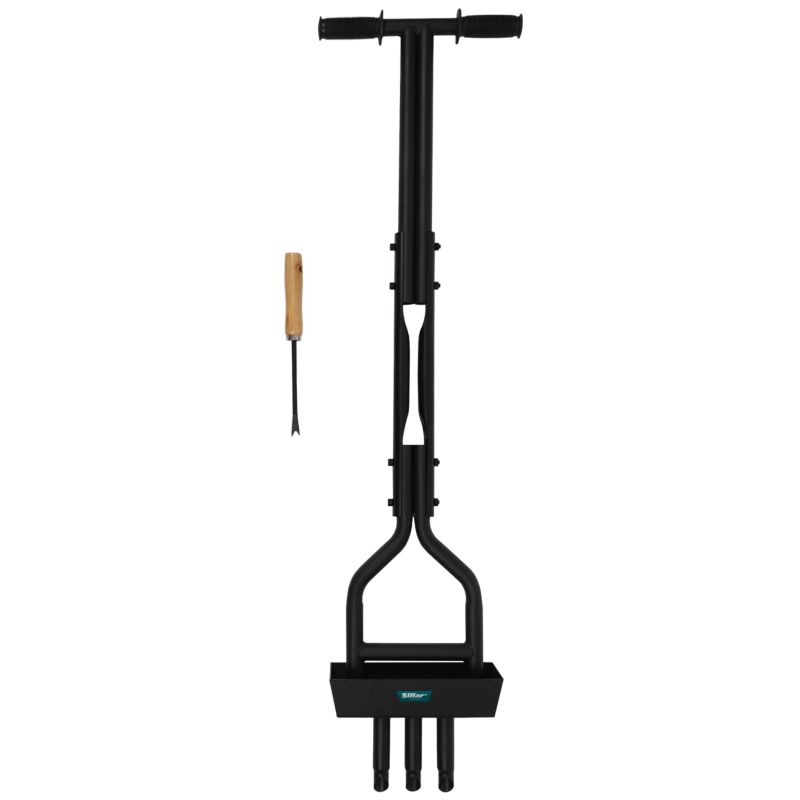 Aerator, Sillar, ręczny, z tacą na glebę, skrobakiem, do trawników, stal węglowa, 96 cm, 1szt.