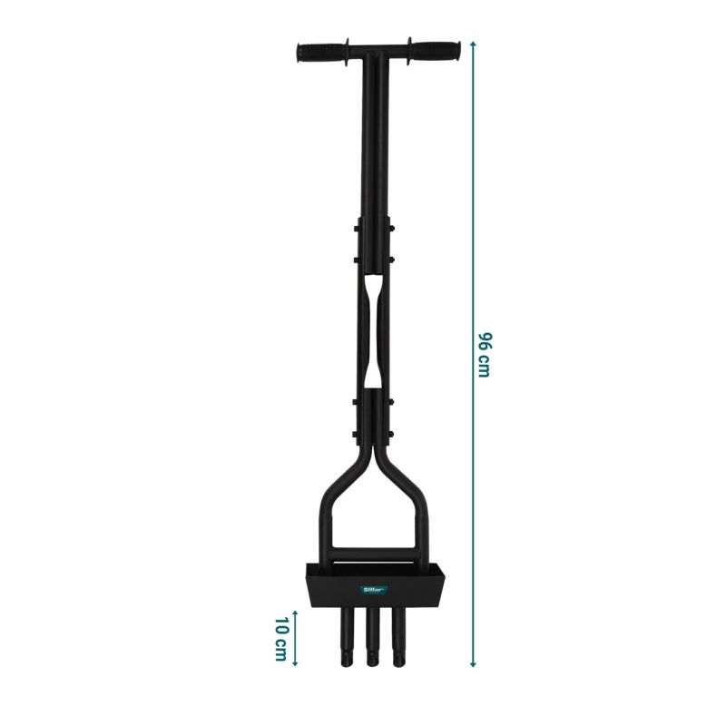 Aerator, Sillar, ręczny, z tacą na glebę, skrobakiem, do trawników, stal węglowa, 96 cm, 1szt.