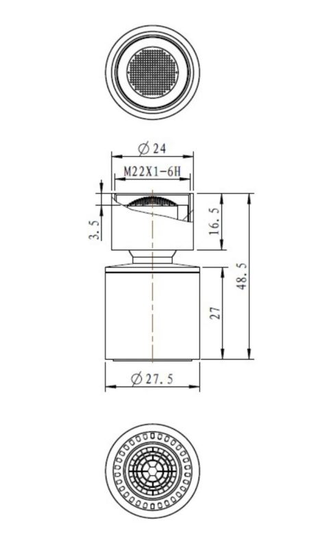 Aerator stalowy Quadron m22x1 2-funkcyjny odporny na przebarwienia 1 szt.