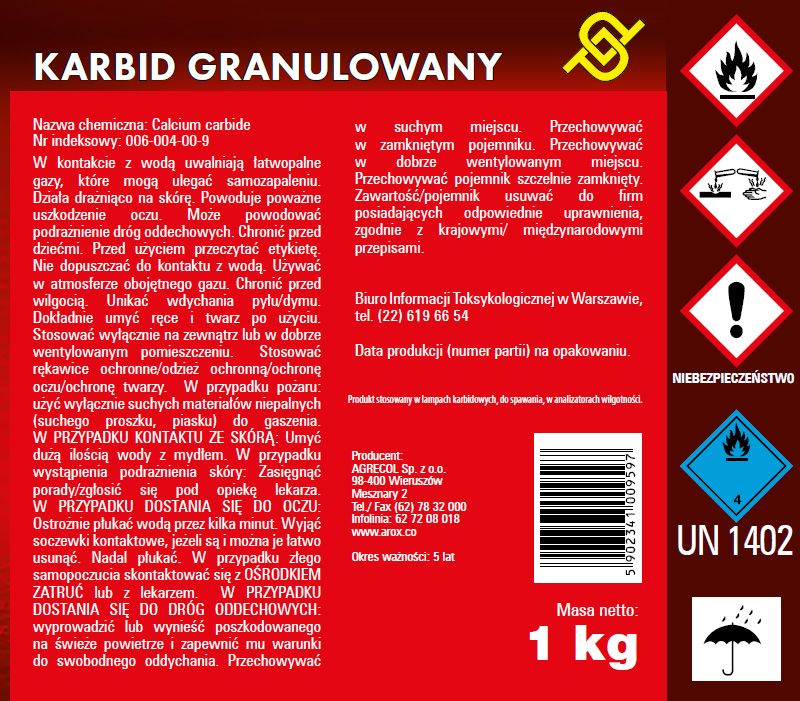 Agrecol Karbid granulat na krety 1 kg