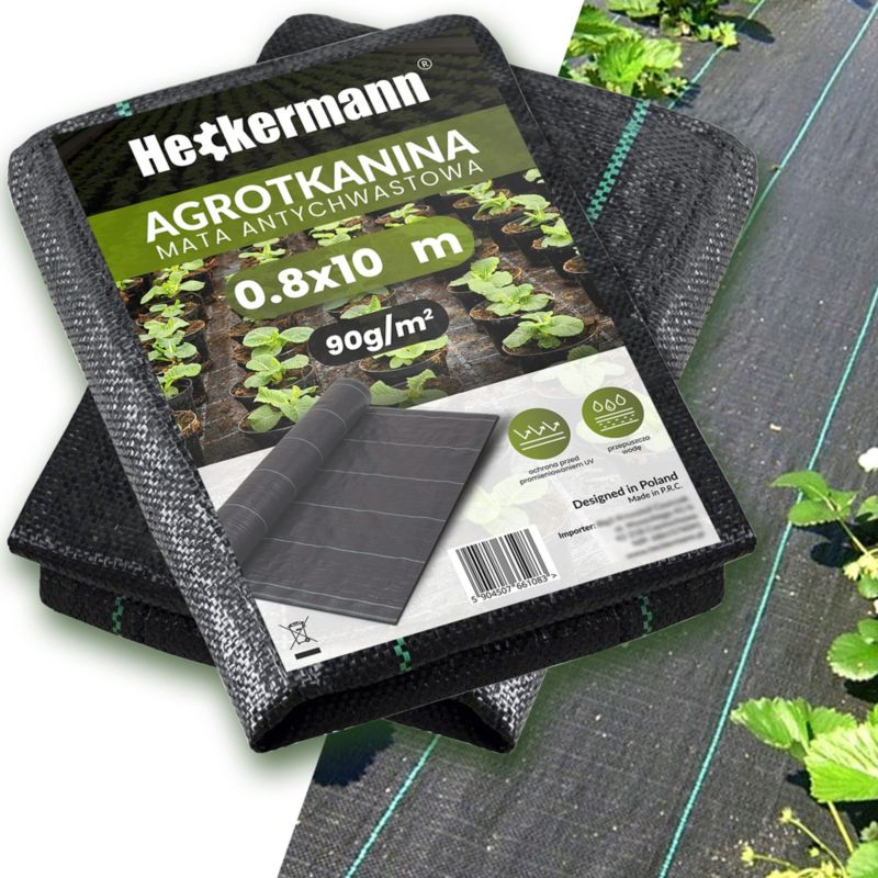 Agrotkanina ANTYCHWASTOWA agrowłóknina Heckermann 0,8x10m 90g/m2 Czarna 1 szt