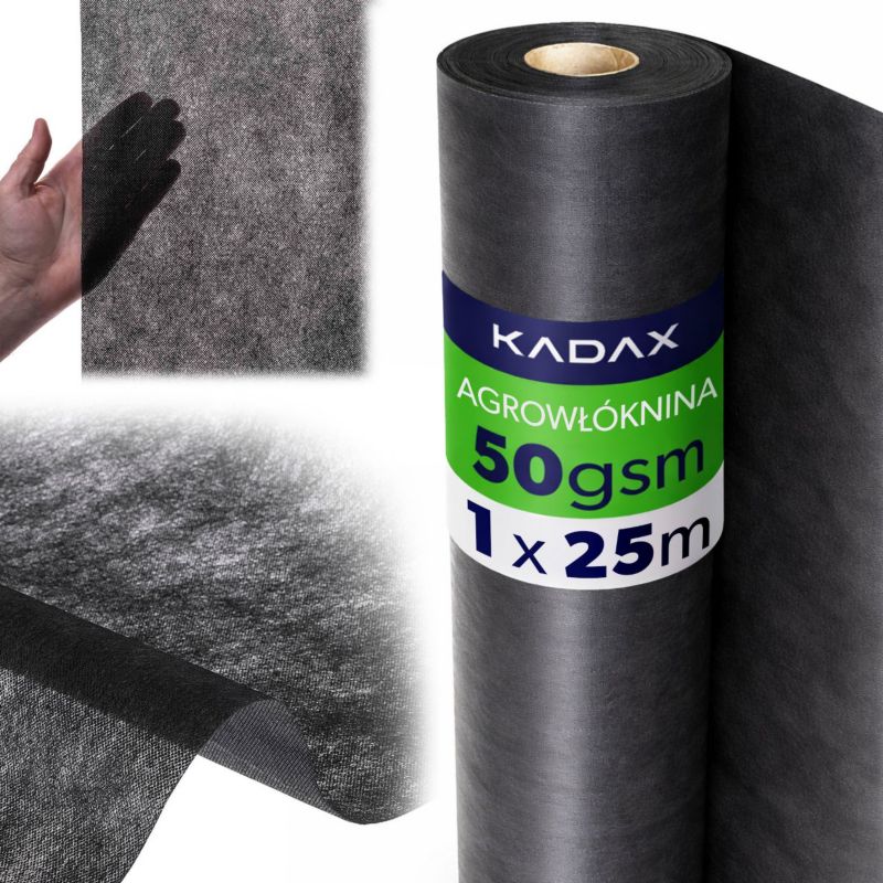 Agrotkanina KADAX 1 x 25 m 50 g/m2 czarna przeciw chwastom 1 szt.