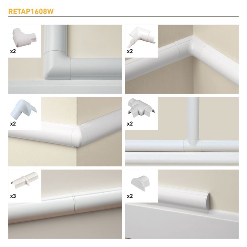 Akcesoria do listwy połączeniowej D-line 16 x 8 mm białe 13 szt.