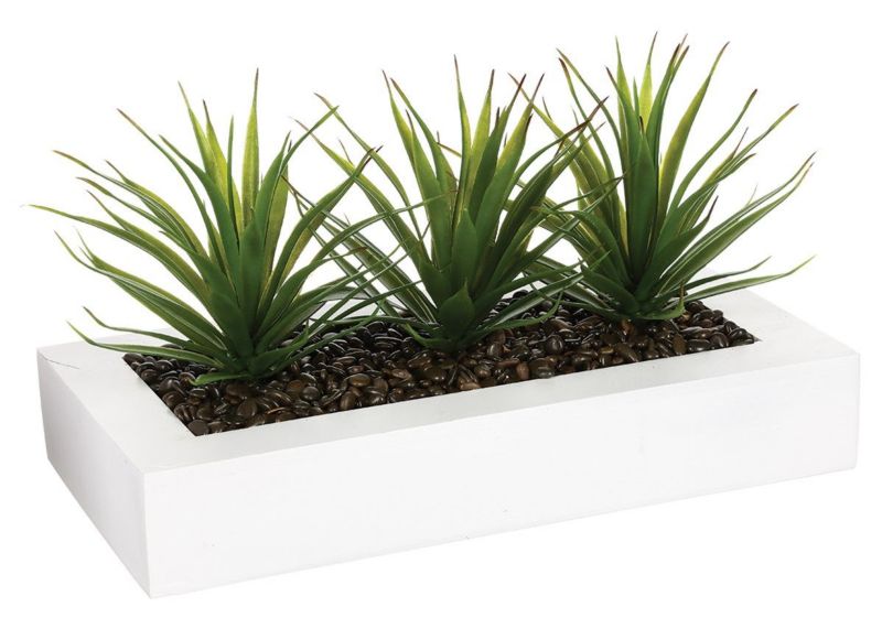 Aloes 3 szt sztuczne w donicy Atmosphera biała donica 35 x 17 cm 1 szt.
