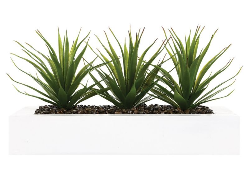 Aloes 3 szt sztuczne w donicy Atmosphera biała donica 35 x 17 cm 1 szt.