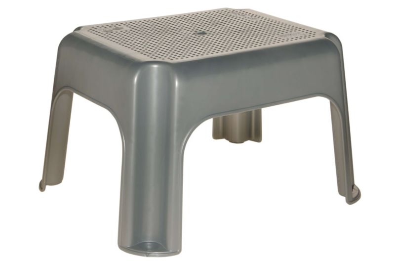 Antypoślizgowy taboret Keeeper Tim o nośności 150kg, srebrny 36,5 x 30 x 24 cm, podest z tworzywa PP, 1 szt.