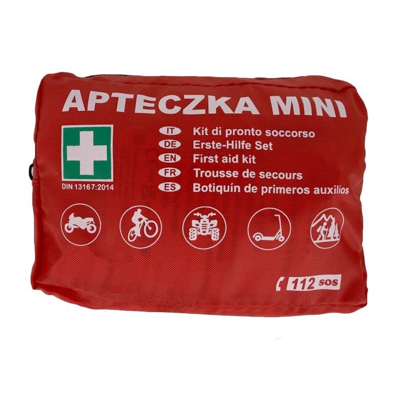 Apteczka Mini DIN 13167 z ustnikiem, czerwona, Carmotion, 1 szt.