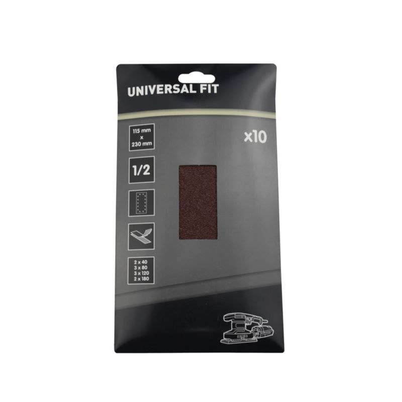 Arkusz ścierny Universal 115 x 230 mm rzep z otworami mix 10 szt.