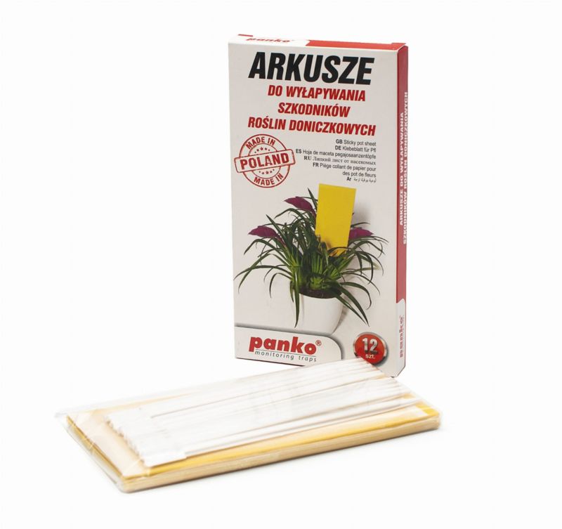 Arkusze lepne panko żółte dwustronne do wyłapywania szkodników roślin doniczkowych 12 szt.