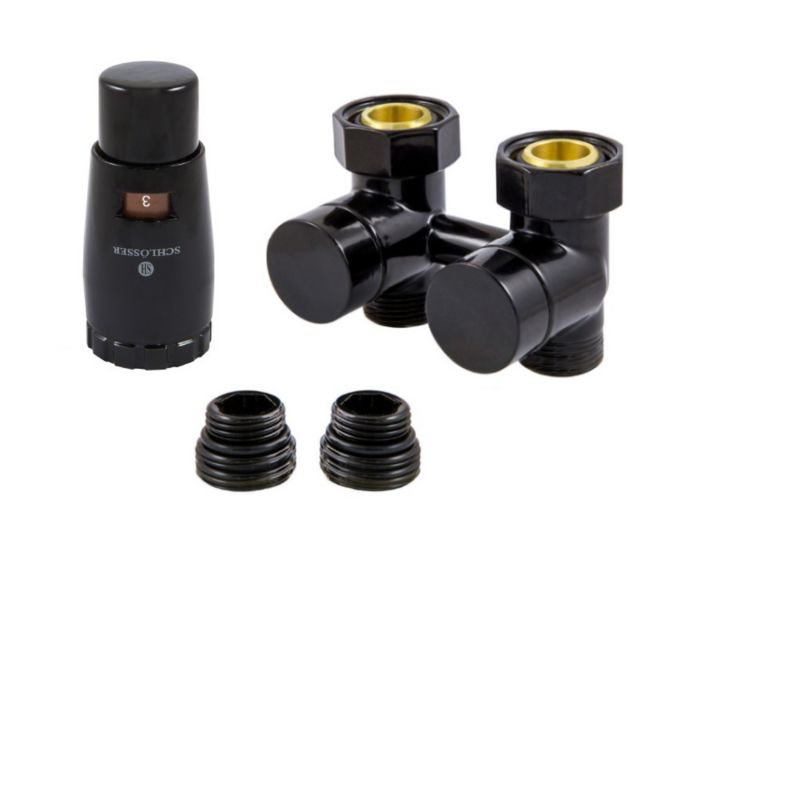 Armatura przyłączeniowa SCHLOSSER Exclusive 3/4 x M22x1,5, głowica M30x1,5, Nypel 2 szt G 1/2 x 3/4, prosta czarny 1 szt.