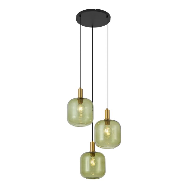 Artdeco lampa wisząca z kloszem (3 punkty) Qazqa Zuzanna czarny max 15W E27 z 3 punktami świetlnymi  1 szt.