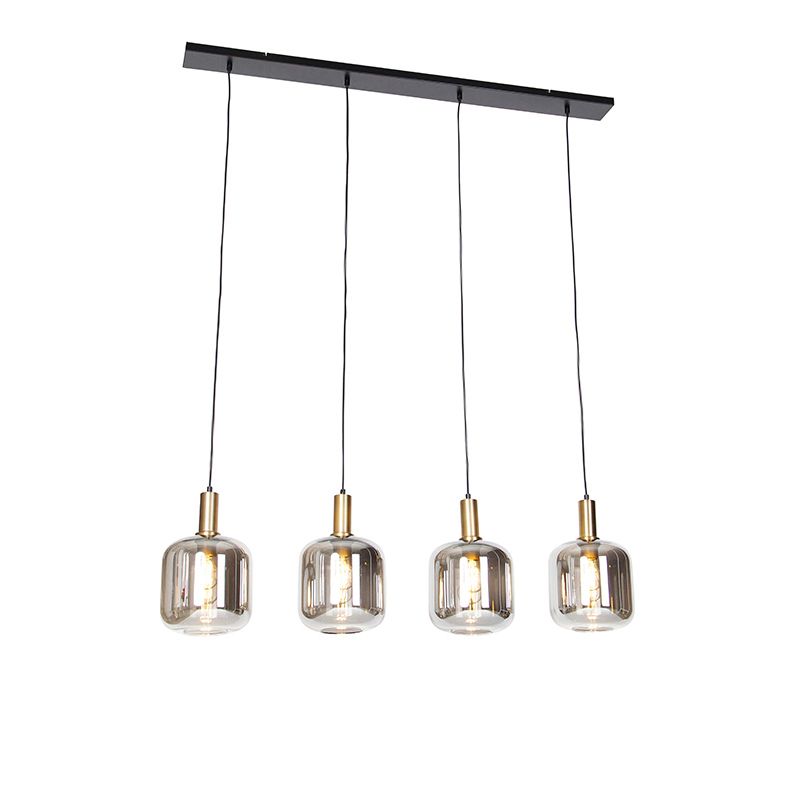 Artdeco lampa wisząca z kloszem (4 punkty) do stołu jadalnego inteligentny Qazqa Zuzanna złoty/mosiężny żarówkami LED 7 W 1 szt.