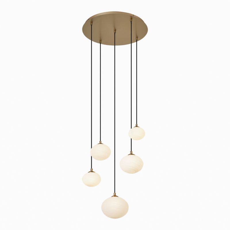Artdeco lampa wisząca z kloszem (5 punktów) do stołu jadalnego Qazqa Yani 58 gold okrągły max 8W G9 z 5 punktami 1 szt.
