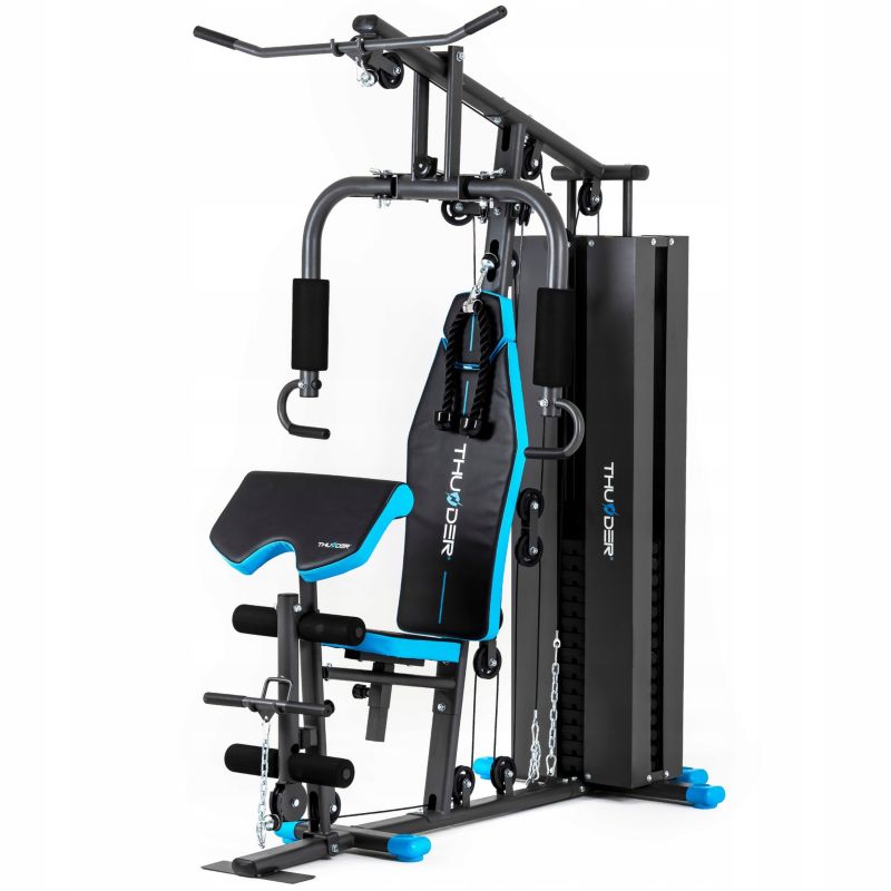 Atlas treningowy wielofunkcyjny THUNDER FORCE stos 87 kg wyciąg górny i dolny prasa do nóg 1szt.