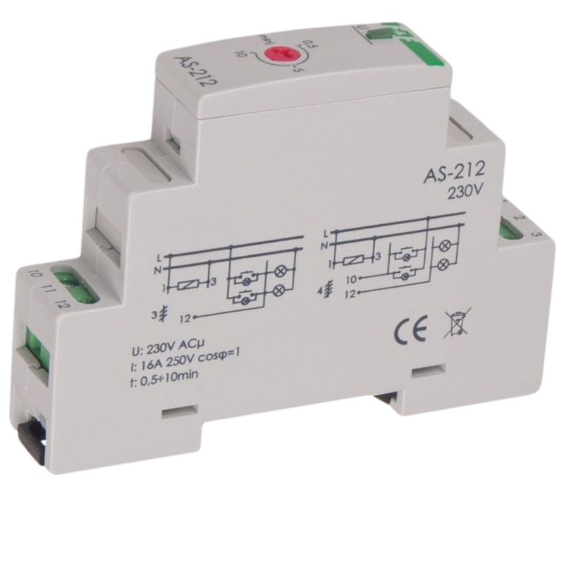 Automat Schodowy F&F As-212 16A 230V Ac Montaż Na Szynę Th35 1 Szt
