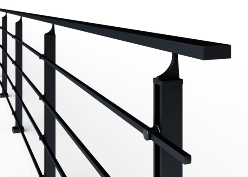 Balustrada AVIS, barierka balkonowa, schodowa, Aluminium, 4 wypełnienia, czarny, długość 1,5 m