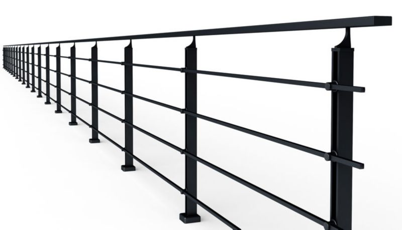 Balustrada AVIS, barierka balkonowa, schodowa, Aluminium, 4 wypełnienia, czarny, długość 1,5 m