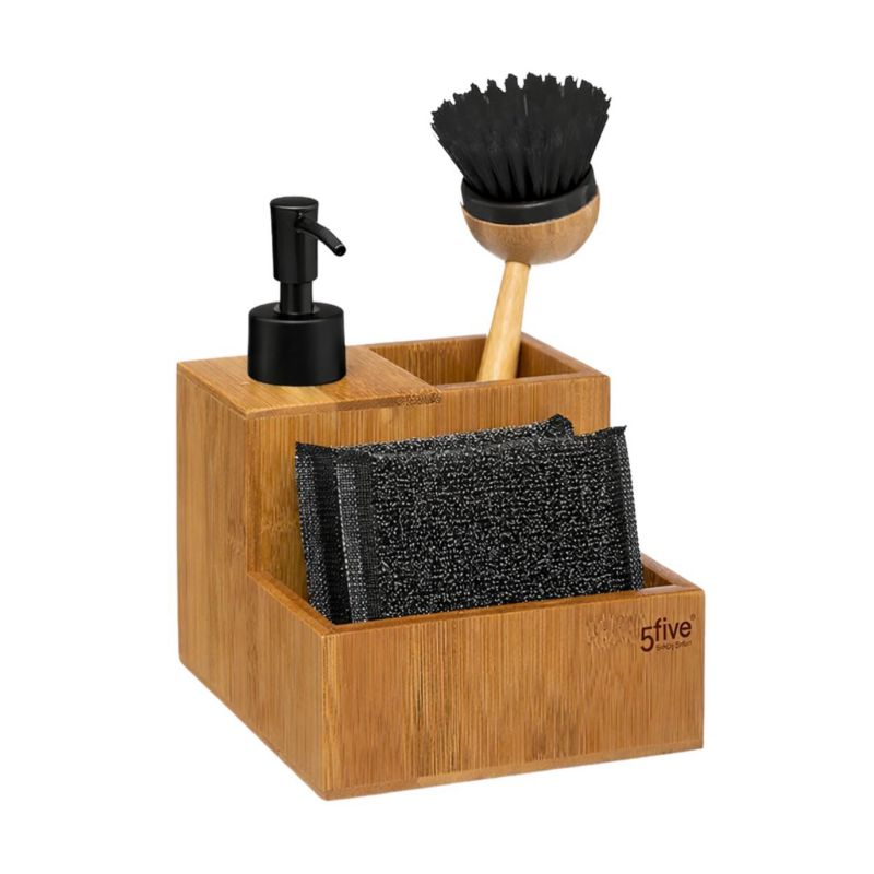 Bambusowy dozownik z akcesoriami 5Five Simply Smart brązowy 13 cm 1 kpl.