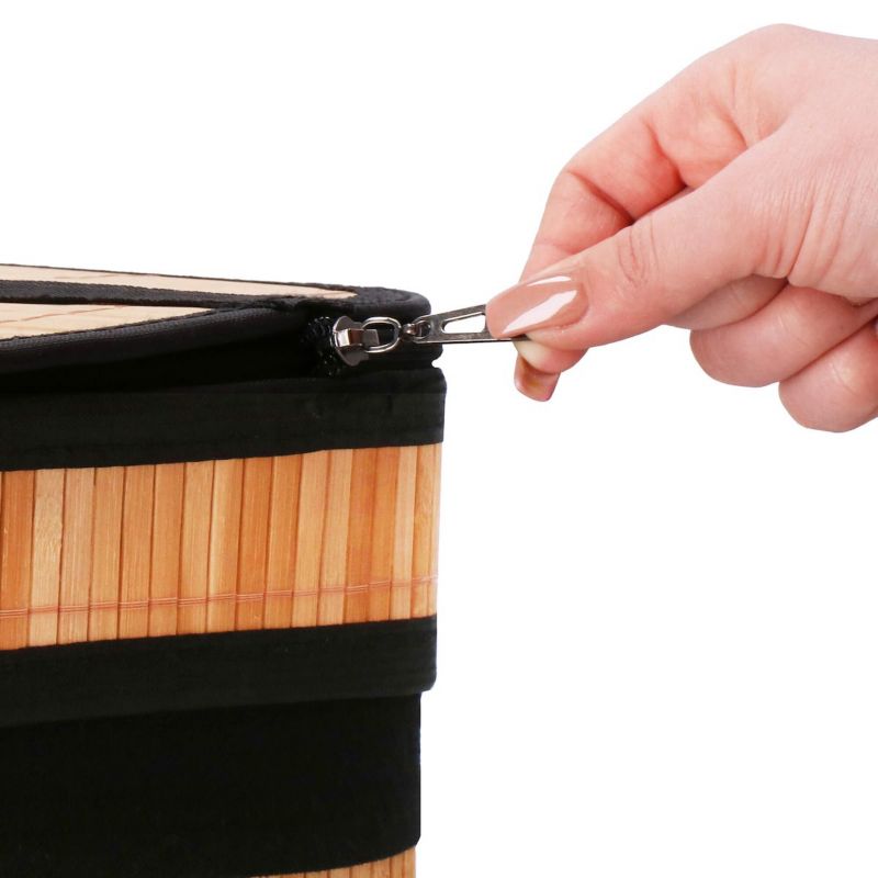 Bambusowy kosz na pranie Springos 72 L z pokrywą organizer łazienkowy 1 szt.