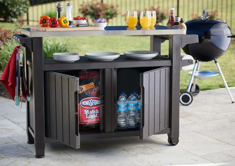 Barek ogrodowy Keter Unity XL 207 l ze stali nierdzewnej mobilny 134x52x90 cm 1 szt