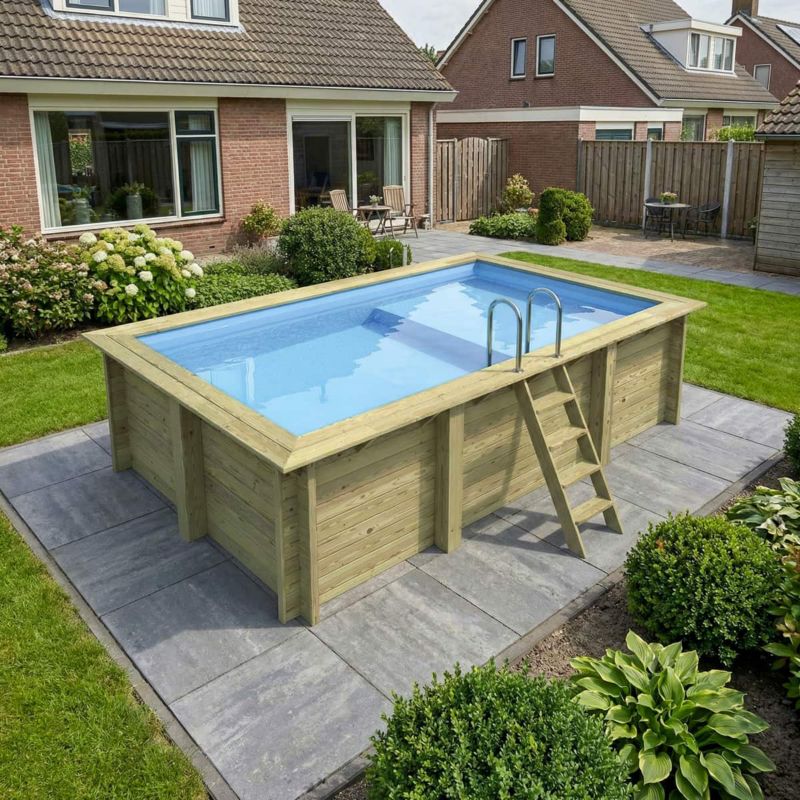 Basen AQUA ALTANKA 4.65 x 2.85  - H.1.24 m z plażą, jasnoniebieski, z metalami przykręcanymi do betonu, BAS7306OSPL+PLA306, 1szt.
