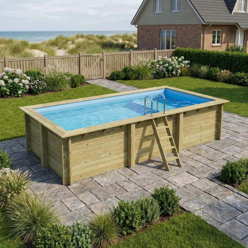 Basen AQUA ALTANKA 6.1 x 2.85  - H.1.31 m z plażą, jasnoniebieski, z metalami przykręcanymi do betonu, BAS7307OSPL+PLA307, 1szt.
