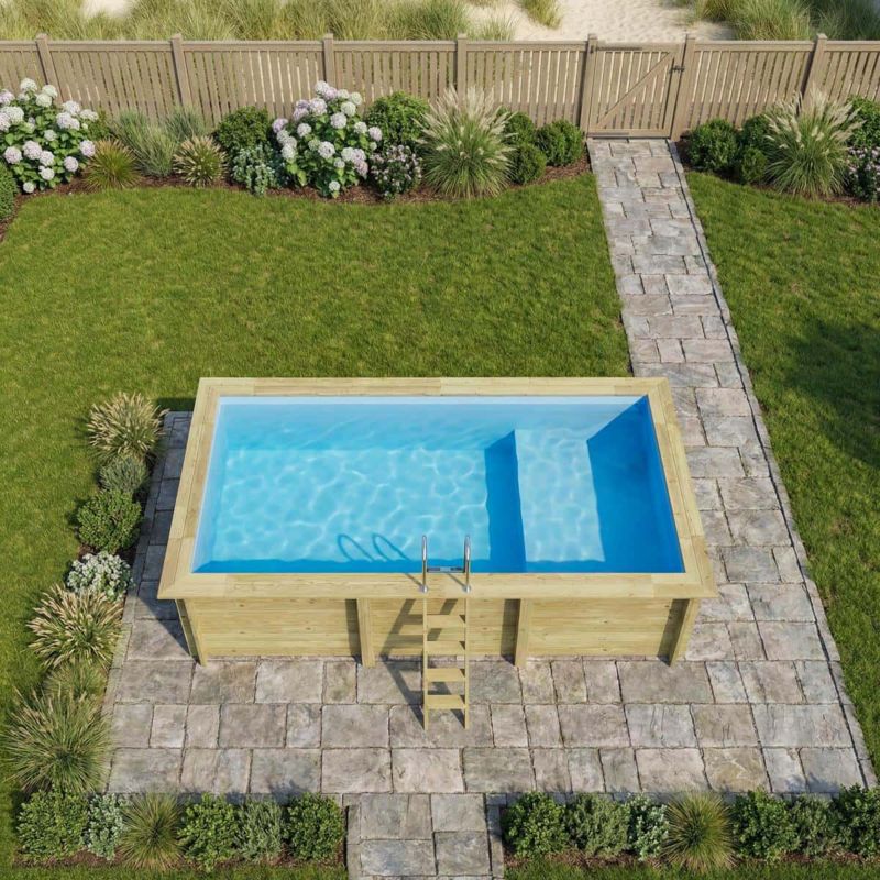 Basen AQUA ALTANKA 6.1 x 2.85  - H.1.31 m z plażą, jasnoniebieski, z metalami przykręcanymi do betonu, BAS7307OSPL+PLA307, 1szt.