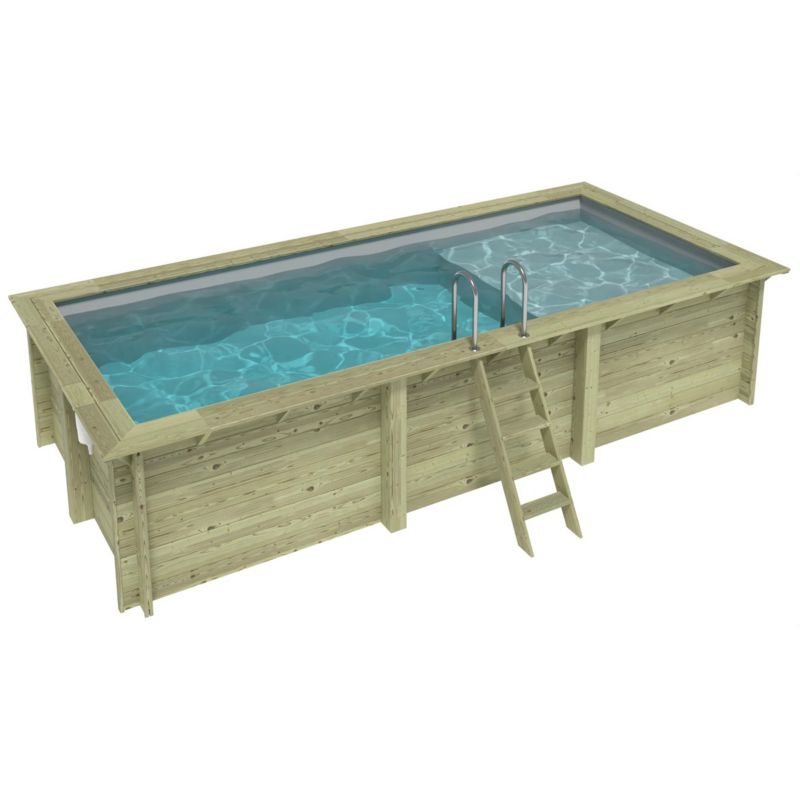 Basen AQUA ALTANKA 6.1 x 2.85  - H.1.31 m z plażą, szary, ze wspornikami do zabetonowania, BAS7307OSPI2+PLA307, 1szt.