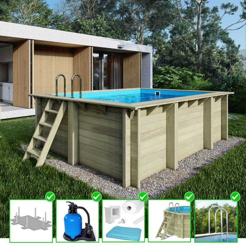 Basen drewniany Aqua ALTANKA 4,65x - H.1,24 m - z filtracją, BAS7306OSPL, 1szt.