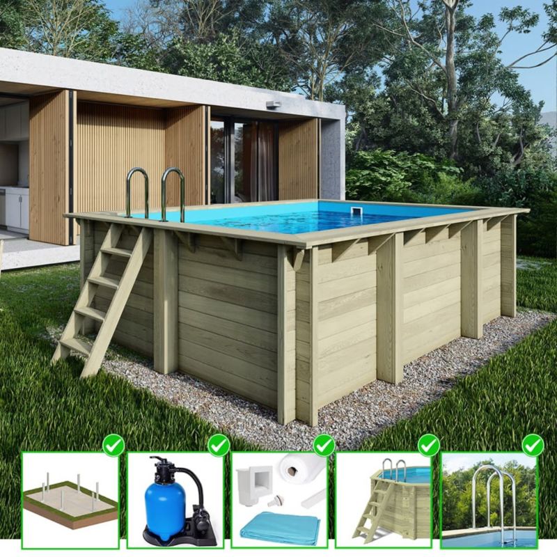 Basen drewniany Aqua ALTANKA 4,65x - H.1,24 m - z filtracją, BAS7306OSPU, 1szt.